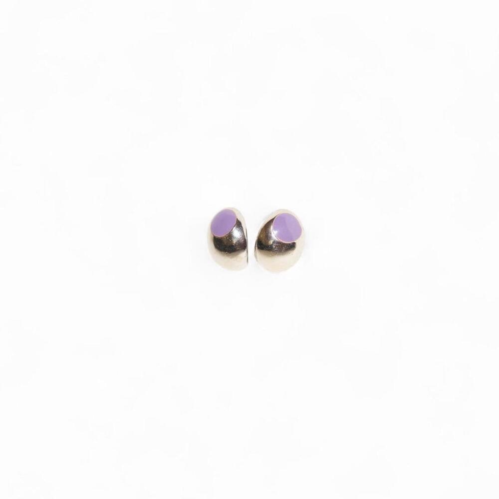 retro silver tone half hoop stud earrings